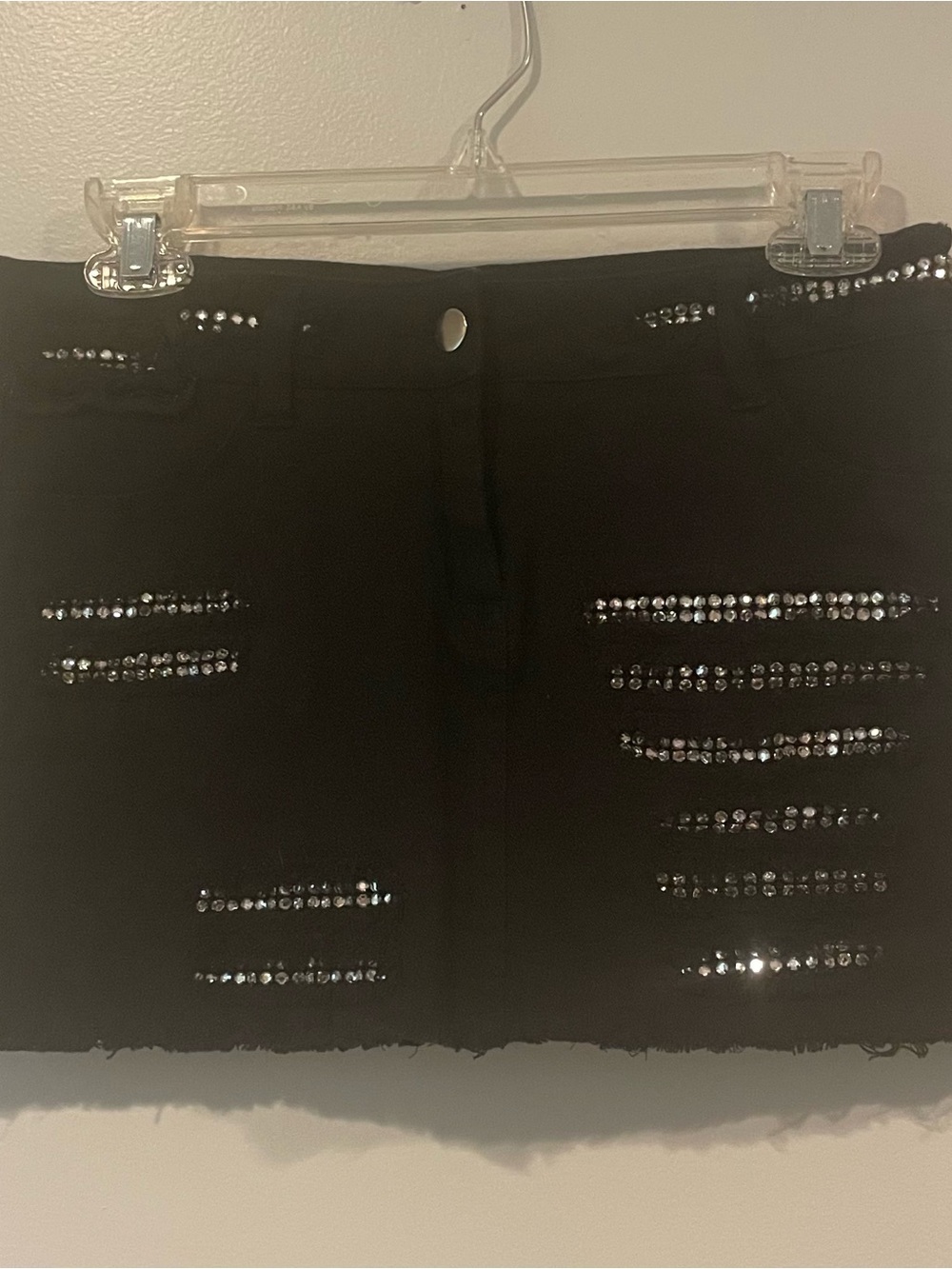 Black Rhinestone Distressed Mini Skirt - Picture 12 of 12